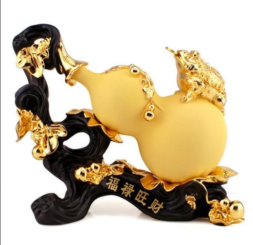 金葫蘆招財(cái)擺件 樹脂工藝融合中式美學(xué)的多功能家居裝飾